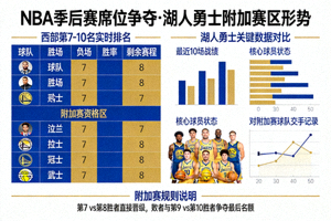 NBA季后赛席位争夺 湖人勇士附加赛区形势